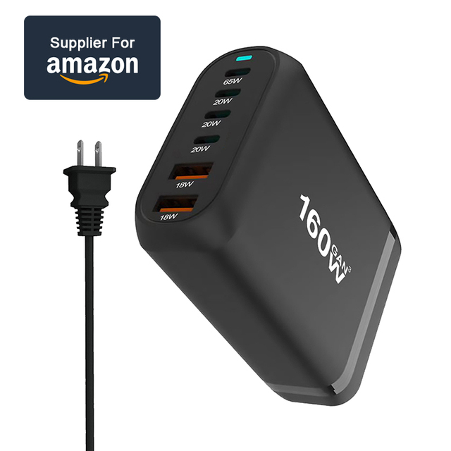 160W Gan Charger 6 Port Fast Charger Cargadores Para Celular for Macbook Cargador iphone Multiple Type C Charger Adapter