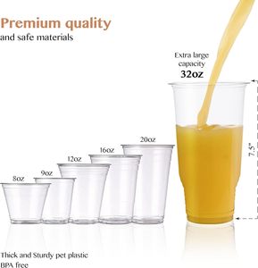 Gobelets en plastique jetables écologiques pour thé au lait perlé, OEM/ODM d'usine, 8oz-32oz, avec couvercles, impression de logo personnalisé 6 couleurs, recyclables, sans BPA - Product Image 2