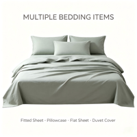 Parure de lit unie en polyester, douce et respirante, avec housse de couette, drap-housse, drap plat et taie d'oreiller pour la maison et l'hôtel
