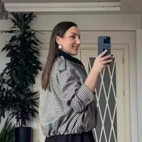 Veste Bomber Décontractée et Ample à Carreaux Teints avec Fermeture Éclair MYST&ZA pour Femme, Nouvelle Collection Printemps 2026, Coupe-Vent Tissée 2229838 2500838