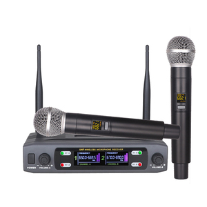 TW122 Microphone sans fil professionnel FM double microphone UHF pour karaoké, enregistrement, scène de performance - Product Image 1