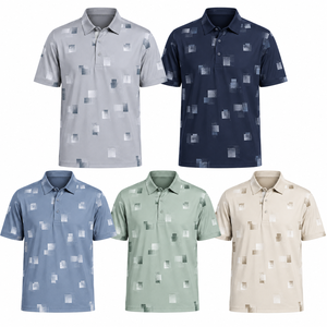 Polo de Golf con Estampado Geométrico Blanco Personalizado para Hombre, Absorbente de Humedad, Secado Rápido, Ligero, Transpirable, OEM, ODM, Marca Privada - Product Image 2