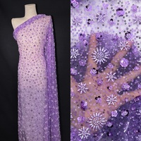 Perles violettes paillettes dentelle tissu Rose Design perle dentelle robe robe de mariée qualité perles dentelle tissu