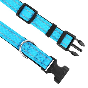 Wholesale Custom Logo Adjustable Nylon <b>Dog</b> <b>Collar</b> With Reflective Strip - Product Image 4