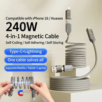 Câble de charge rapide 2-en-2 en nylon et cuivre pur Type-C 240W Double Magic Safe Flash Charge pour écouteurs iOS et téléphones mobiles