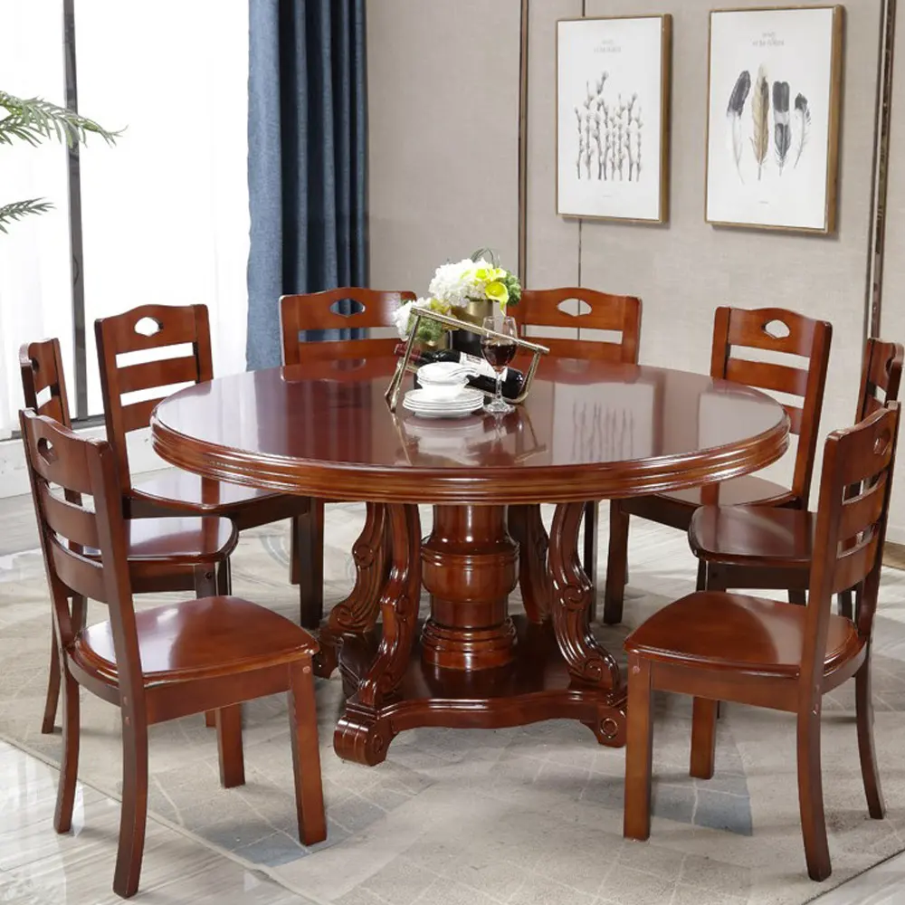 Moderne runde Haushalt Massivholz Esstische und Stühle bjflamingo runden Tisch mit Plattenspieler