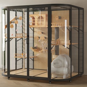 Mehrschichtiges Luxus-Katzenhaus aus Massivholz, Umweltfreundlicher Atmungsaktiver Haustier-Transportbehälter, Verbesserte Moderne Katzenvilla für Hunde mit Glas - Product Image 4