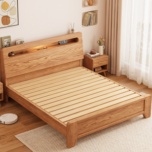 Cadre de <span class=keywords><strong>lit</strong></span> plateforme moderne en bois massif, multifonctionnel pour tailles King/Queen/Full, design durable et confortable - Product Image 5