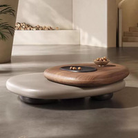 Table basse rotative design moderne, table basse de salon rétro luxueuse, table centrale en bois irrégulière créative populaire