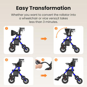 Mateside Andador de acero ajustable profesional con asiento, andador portátil para compras de pacientes, andadores plegables médicos para exteriores - Product Image 5