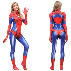 Tiktok Venta caliente de Halloween Sexy Spiderman Body de mujer XL L M Tamaño Spiderwomen Mono Mejor precio Traje de fiesta de Navidad