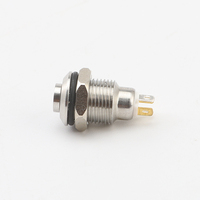 Bouton poussoir 8mm 10MM 12mm sans blocage des contacts normalement fermés Base à 4 broches bouton métallique rouge
