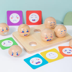 Jouet éducatif en bois pour enfants, expression des émotions, boule en bois amusante, blocs émotionnels, jouet d'appariement, jouets en bois d'apprentissage pour enfants - Product Image 4