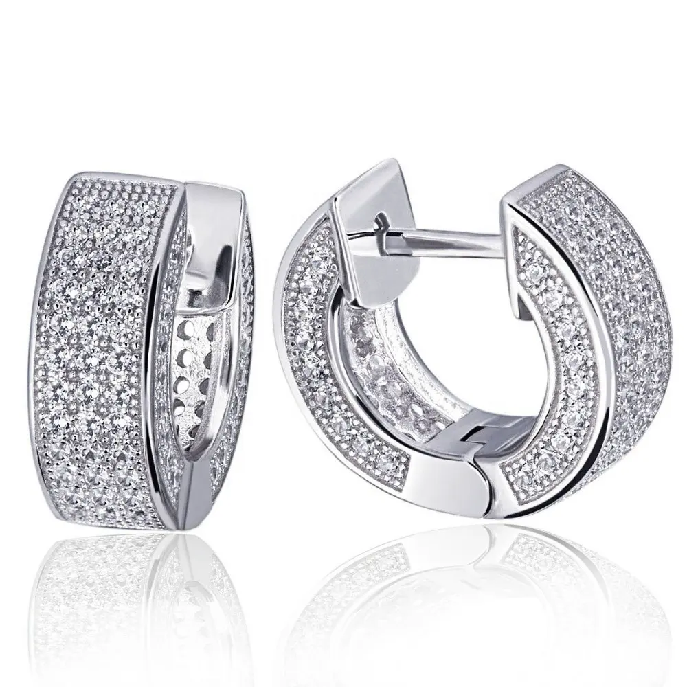 Nieuwe Collectie Rhodium Plated Hoop Huggie Oorbellen In 925 Zilver Voor Vrouwen Sieraden