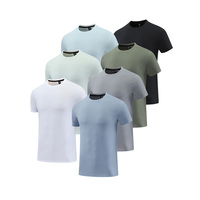 T-shirt pour homme en nylon et élasthanne, col rond, manches courtes, doux, résistant aux plis, haut de sport décontracté, entraînement, gym, été