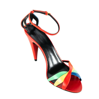 Nouvelles chaussures d'été et d'automne tendance en cuir véritable respirant à talon épais et bride cheville pour femme, style pieds nus, collection 2025