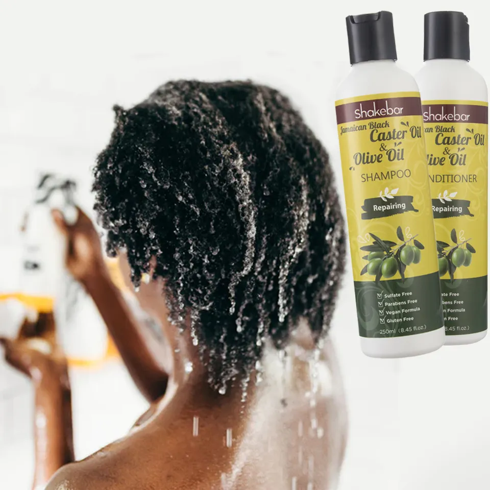 Shakebar siyah jamaikalı Caster yağı zeytinyağı besleyici bitkisel temizlik kafa derisi saç onarım şampuanı afrika örgü saç peruk
