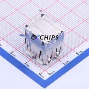 UB1112C-8FDE-4F USB Connector Bent Lead Through Hole Connector Type-A USB 2.0 Female Right Angle Insert - Product Image 1