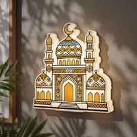 Lampe murale sans fil rechargeable en forme de château imprimé en 3D avec détecteur de mouvement, silhouettede mosquée, décoration islamique du Ramadan