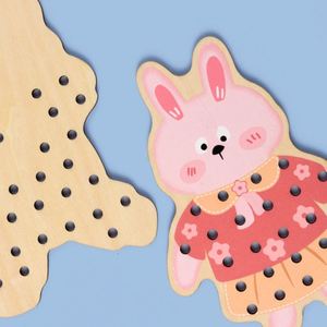 Cadeau d'anniversaire pour enfants : Jouets charmants, panneaux de cartes à lacer en bois en forme de dinosaure mignon, ensemble d'activités de correspondance et de traçage - Product Image 4