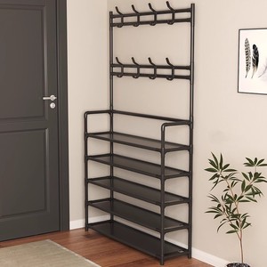 Porte-chaussures et porte-manteau multifonctionnel pour entrée, étagère de <span class=keywords><strong>rangement</strong></span> durable, montage facile, organisateur de chaussures pour la maison, le couloir, le garage, le salon - Product Image 2