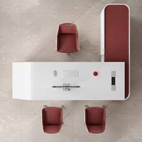 Escritorio Ejecutivo Moderno en Forma de L con Diseño Curvo, Acabado Lacado Piano, Centro de Energía Integrado, Cerradura con Código, 4 Colores, OEM