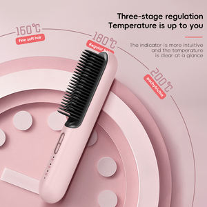 Brosse lissante sans fil en céramique mini, ions négatifs, design pliable, portable, alimentée par batterie, 3 températures, compacte - Product Image 5