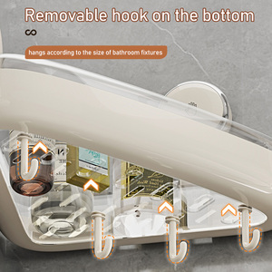 Nhựa hút cốc treo tường tắm góc nhỏ kệ giá rõ ràng Acrylic phòng tắm vòi hoa sen Caddy với móc - Product Image 4