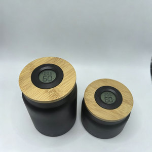 โถเก็บซิการ์แก้วสีดำป้องกันรังสียูวี พร้อมฝาปิดมีไฮโกรมิเตอร์และเทอร์โมมิเตอร์ดิจิตอล ความจุ 500 มล. ปิดผนึกสุญญากาศอย่างแน่นหนาสำหรับเก็บยาสูบ - Product Image 1