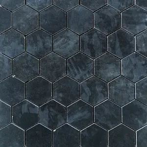 Ubin Dinding Backsplash Porselen Mosaik Hitam Antik Pola Terbaru Berlian Persegi Heksagonal Bentuk Bulat Ubin Mosaik Cipratan