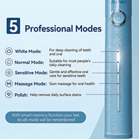 Brosse à dents électrique sonique souple personnalisée CE ROHS IPX7 pour adultes, 5 modes, rechargeable par Type-C, blanchiment des dents, étui de voyage