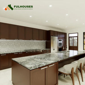 탄 로그 부엌 캐비닛 고급 주방 다크 브라운 나무 캐비닛 부엌 용 - Product Image 6