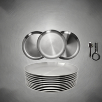 Plat de service classique en acier inoxydable résistant à la chaleur, écologique, pour la restauration, les fêtes, le barbecue, équipement de cuisine professionnel, plaque de cuisson pour grillades