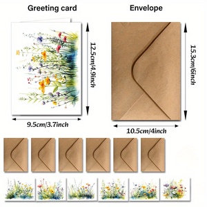 Tarjetas de Felicitación Personalizadas al por Mayor, con Diseño Floral en Acuarela, para Cumpleaños, Familia, Niños, <span class=keywords><strong>Amigos</strong></span>, Impresión Completa - Product Image 5
