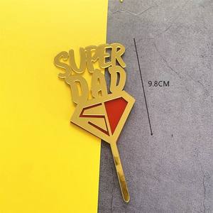 Oro negro Feliz cumpleaños <span class=keywords><strong>PAPA</strong></span> acrílico pastel Topper diseño para el Día del Padre Super papá cumpleaños fiesta boda Cupcake decoraciones - Product Image 6