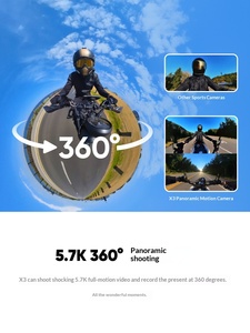 Caméra d'action panoramique <span class=keywords><strong>Insta</strong></span> 360 X3 4K, stabilisation d'image 360°, grand angle, pour la conduite à moto, durable, étanche jusqu'à 10 m - Product Image 2