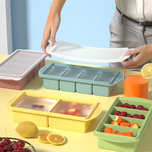 Silicone hình chữ nhật <span class=keywords><strong>Ice</strong></span> Cube khay tái sử dụng Tủ đông khuôn mẫu cho súp <span class=keywords><strong>Cubes</strong></span> thuận tiện đóng băng nước dùng còn lại Băng kem-hơn - Product Image 4