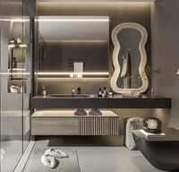 Meuble-lavabo mural cannelé résistant à l'eau et écologique, idéal pour villas et hôtels modernes – Vente Flash