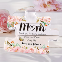 Plaque de puzzle en acrylique en forme de fleur - Cadeau idéal pour maman de la part de sa fille ou de son fils, parfait pour les anniversaires, Noël