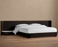 Ensemble de meubles de chambre à coucher extra longs de style américain de luxe, lit en bois avec tête de lit étendue