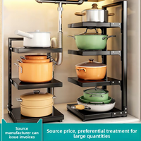 Étagère de rangement de cuisine en métal multicouche, type autoportant, support à casseroles multifonctionnel à plusieurs niveaux pour utilisation sous l'évier