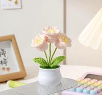 Pot tricoté à la main plante fini Crochet bouquet de fleurs pour la décoration de la maison fleur artificielle idée cadeau