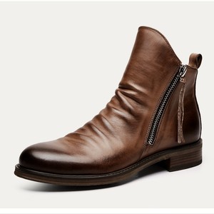 Nuevas Botas de Hombre con Cierre, Estilo Retro Europeo y Americano, Versátiles, Plisadas, Chelsea, Casuales, de Mezclilla - Product Image 1