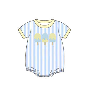 Conjunto de 2 Piezas de Ropa para Bebés: Pantalones Cortos Transpirables de Algodón y Spandex con Estampado de Paletas para Primavera/Otoño y Pelele Burbuja Informal Personalizado - Product Image 3