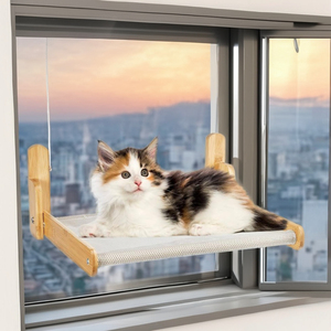 Hamac de fenêtre en bois pour chats - Product Image 1