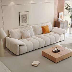 Elephant Ear Cream Style <b>Sofa</b> L Shaped Fabric Upholstered <b>Sofa</b> <b>For</b> Living Room Three Or Four Seats High Resilience Foam Filling - Product Image 4