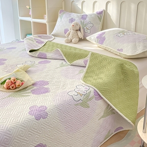 Cotton Quilted Bed Sheet <b>Set</b> Floral Pattern Non-Slip Three Piece All Season Home Use - Product Image 5