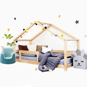 Kids Bedroom Furniture Sets for Toddler Boy Bed Wood Children Bed Contemporary House Montessori Bed