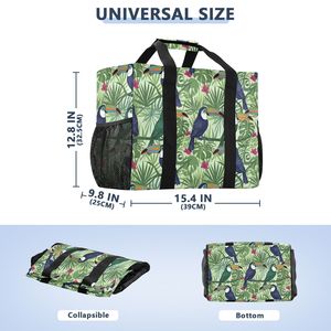 Sac fourre-tout en toile pour femme avec logo personnalisé, faible MOQ, grande capacité, imperméable, motif hawaïen imprimé, pliable, sac à linge portable - Product Image 3