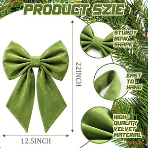Large Christmas Bow Ornament Velvet Giant Wreath Bows <b>Xmas</b> Tree Topper Hanging Bows for Christmas Home Wall <b>Outdoor</b> - Product Image 2